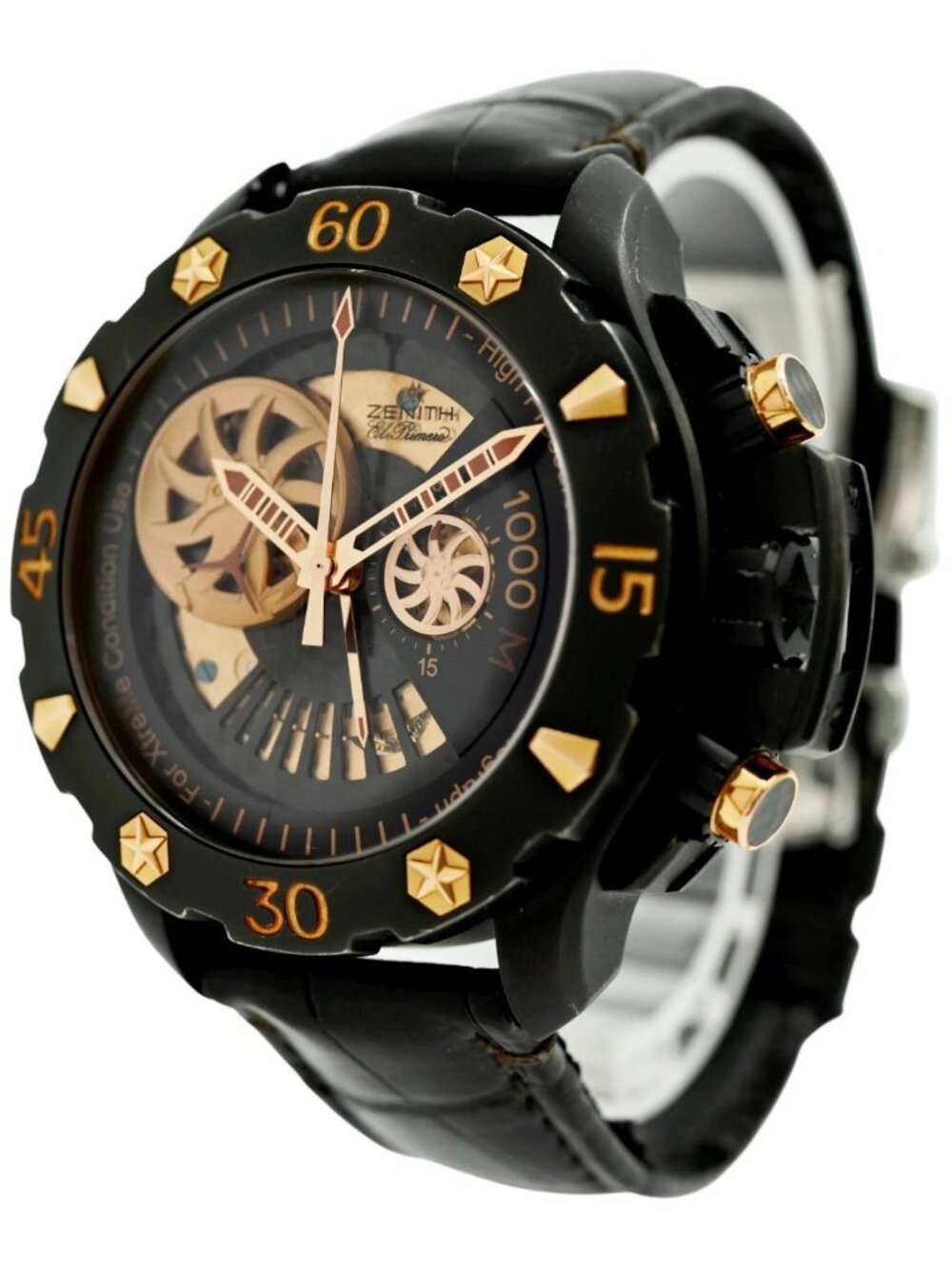 Zenith Men's 46mm El Primero Defy Xtreme Black/Gold Watch! Ref: 96.0528.4021!